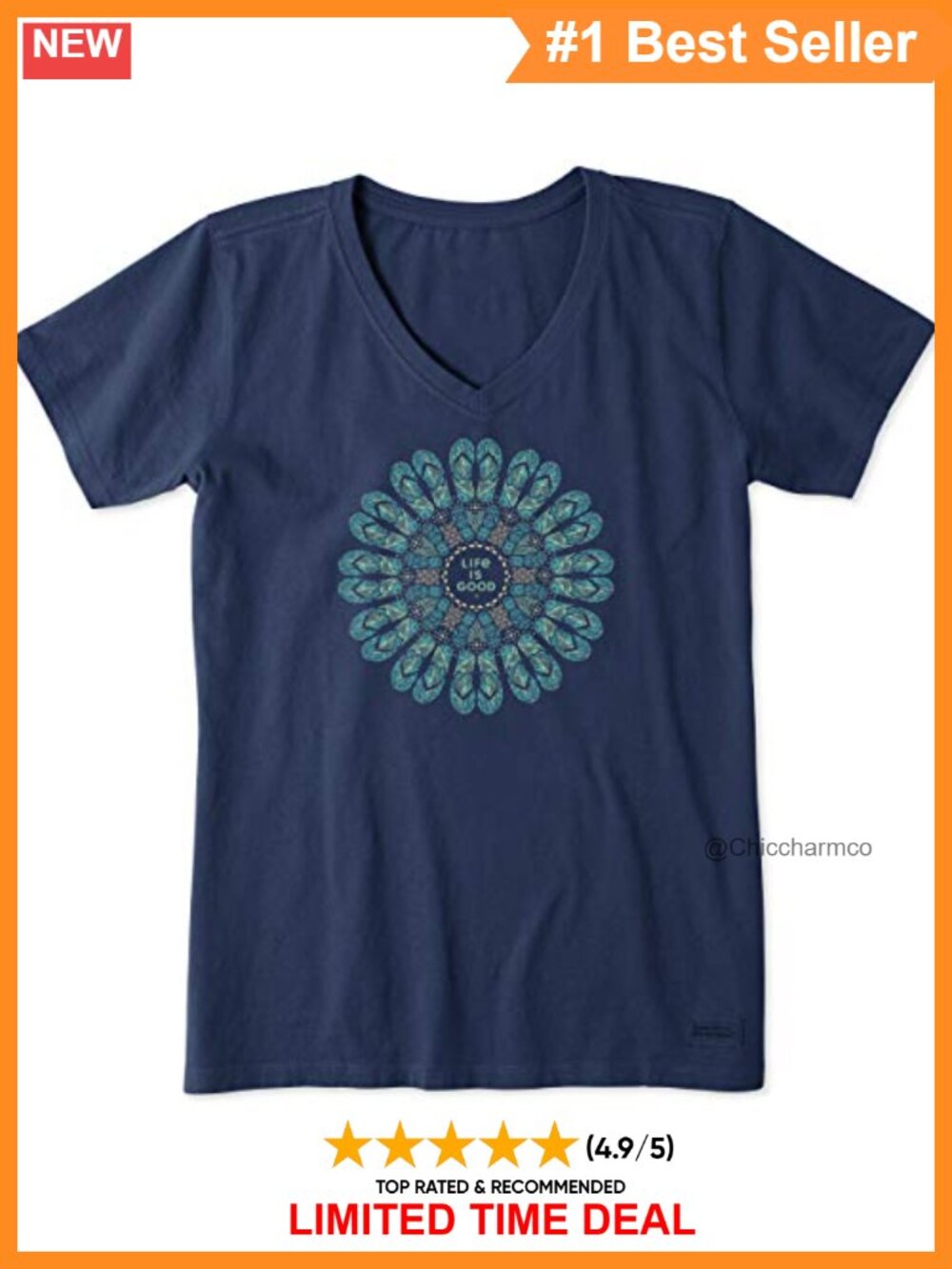 Short Sleeve Cotton V-Neck Tee Crusher Classic Fit Casual T-Shirt